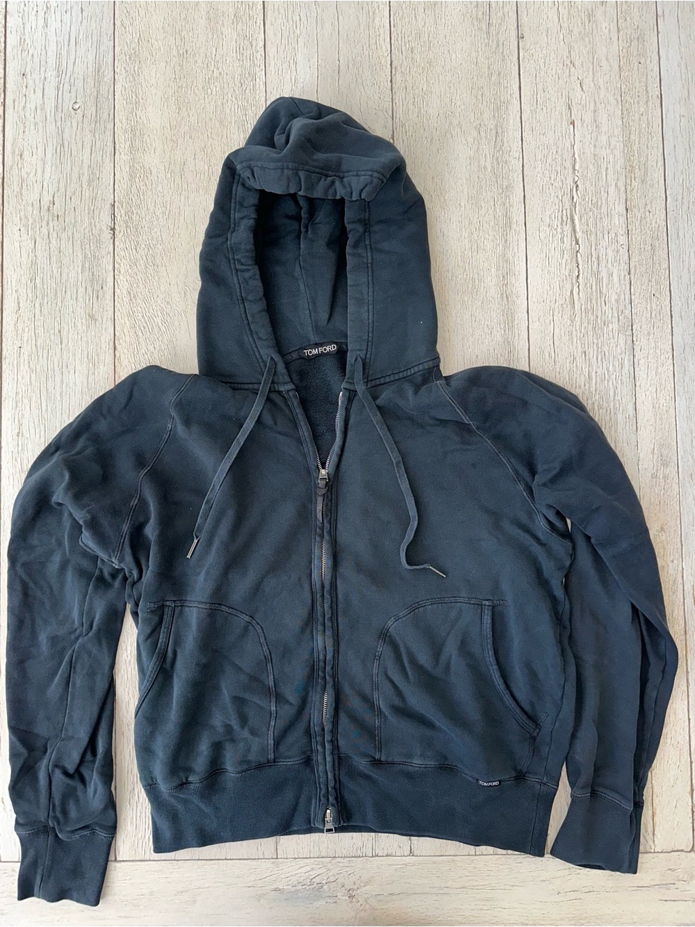 TOM FORD Black Full-Zip Fleece Hoodie